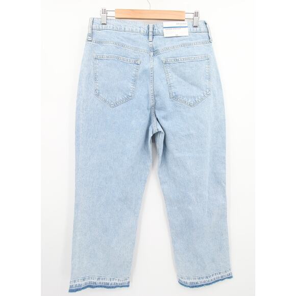 Arizona Jeans Light Wash Blue Distressed Raw Hem High Rise Vintage Straight 15 - Picture 14 of 14